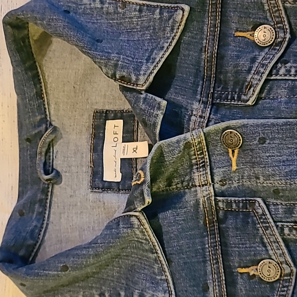 GENTLY WORN Loft Polka Dot Denim Jacket - Picture 3 of 4